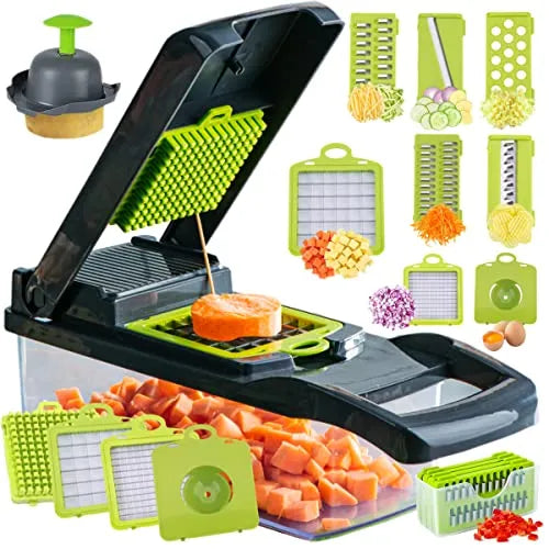 Vegetable cutter - Slicer cutter - Fruit cutter - Slicer - Chopper - Multifunctional cutter - 16 in 1 cutter - Dicer - Manual cutter - Onion chopper - Vegetable chopper slicer - 16 in 1 slicer cutter - peeler - Best tool for fruits/Vegetables